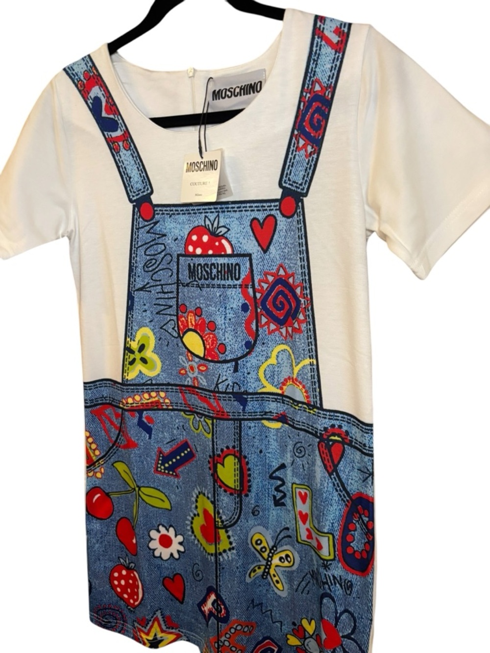 MOSCHINO Couture Trompe L’Oeil Denim Overall Print Dress | NWT | Italy | Rare - Picture 5 of 13